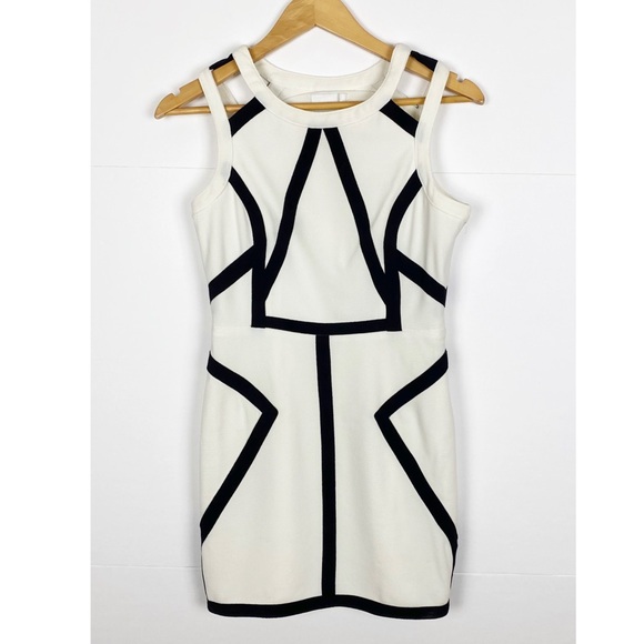 Talulah Sheath Dress Cut Out White Black Trim Size Medium - Picture 7 of 7